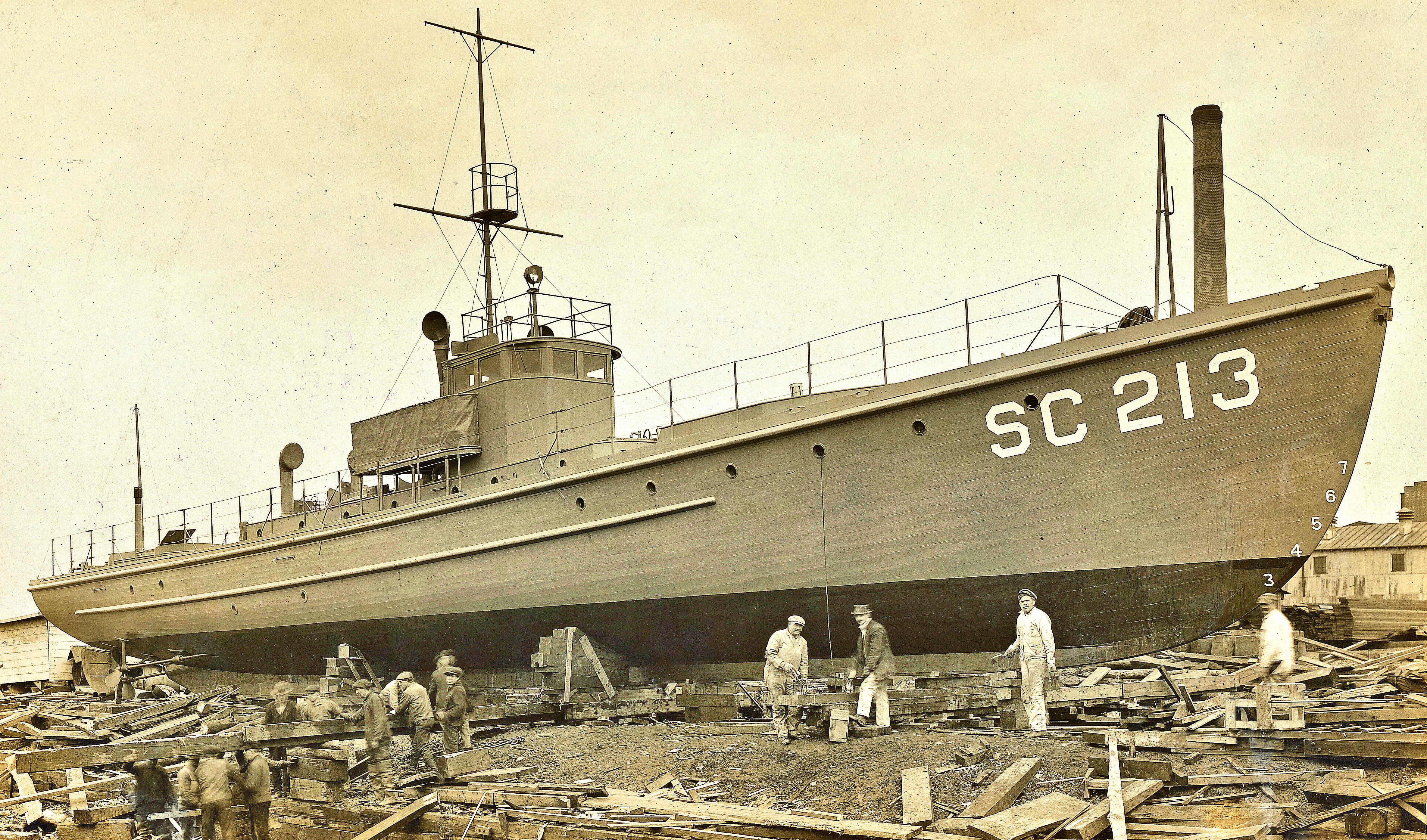 USS SC213, an SC1class submarine chasers about complete 9111918