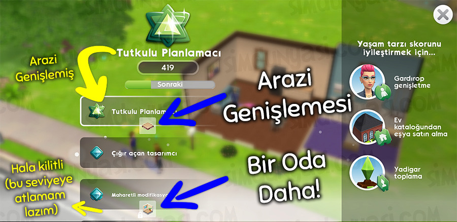 The Sims Mobile Lifestyle New Room Lot Yaşam Tarzı Skoru Arazi ve Oda Genişlemesi