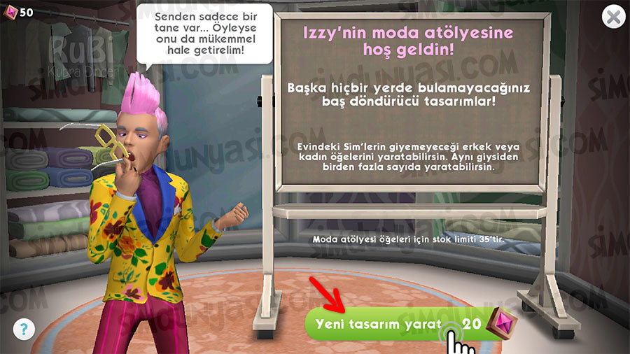 The Sims Mobile Izzy Fabulous Moda Atölyesi Etiket Yarışması Moda Cevherleri