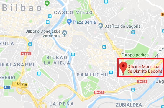 Mapa de situación del Centro Muncipal Begoña (Bilbao)