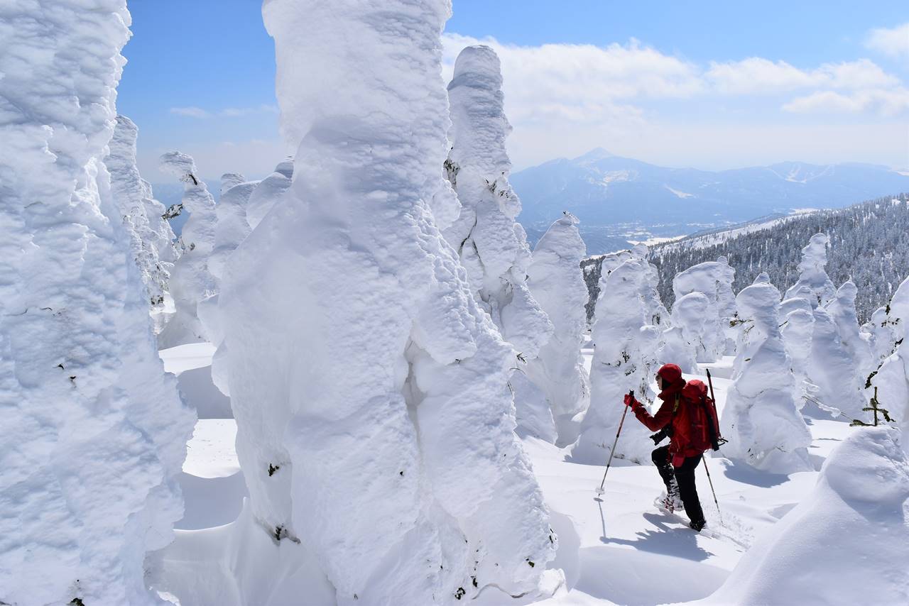 冬の西吾妻山登山　樹氷モンスターをかき分けて進む