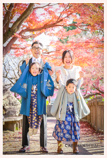龍城神社で七五三　愛知県岡崎市　家族写真