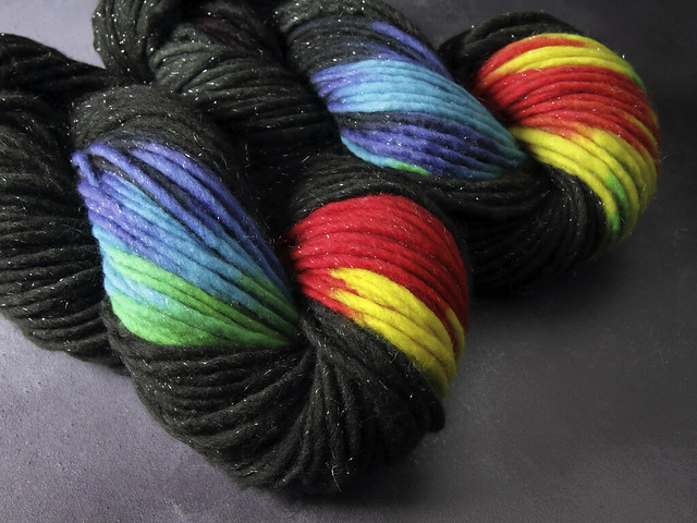 Phlump Merino – hand-dyed super chunky superwash wool sparkle yarn 200g – ‘ZX’