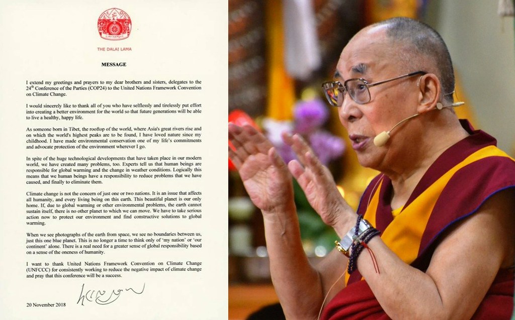 西藏精神領袖達賴喇嘛給COP24的一封信