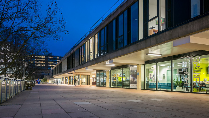 Student Services Centre at dusk