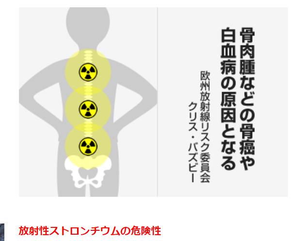 日本食品通路提醒消費者，鍶(日文:ストロンチウム)會導致白血病等疾病(來源)。