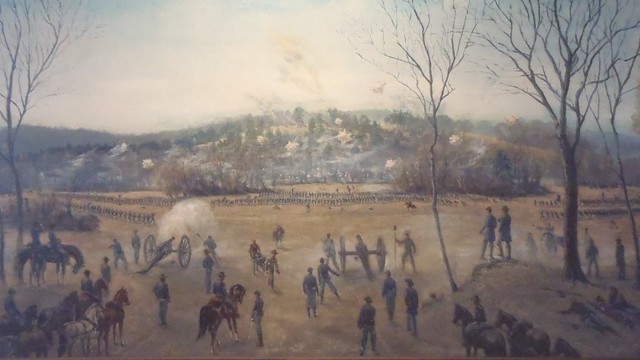 Portrait by Sidney King depicting the First Division’s Assault during the Battles of Sailor’s Creek for the Centennial Anniversary of the Civil War.