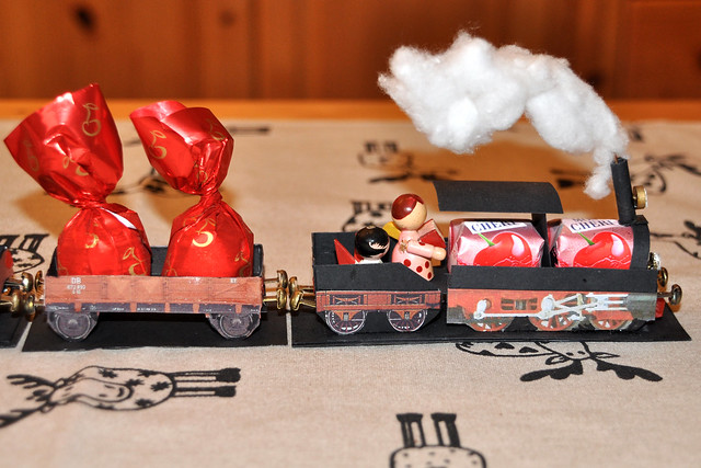 Pralinen-Eisenbahn, Schnapsdrossel-Express, Mon-Chéri-Zug, Engel ... Weihnachten 2018 ... Foto: Brigitte Stolle
