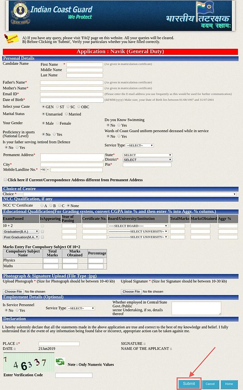 Application Form Page