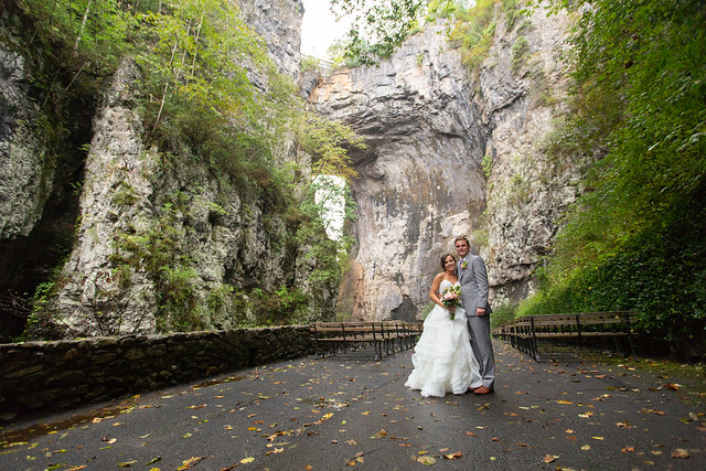 A picture-perfect finish: a wedding under Natural Bridge (Image Source: Mike Kropf of Eastbrook Photography)