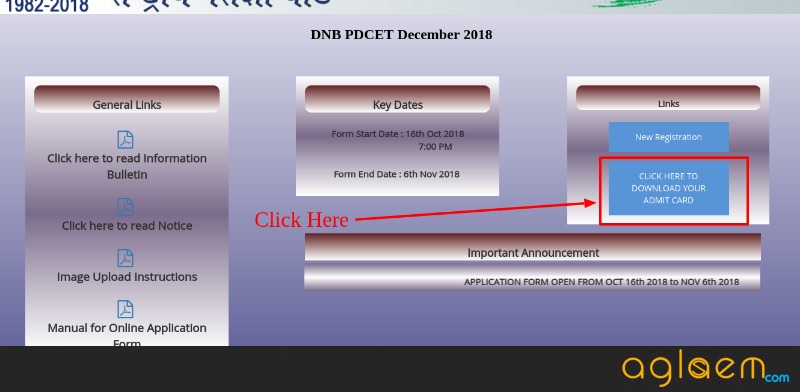 DNB PDCET 2018 Admit Card