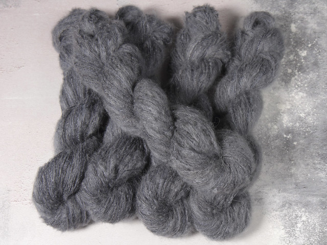 Fuzzy Lace – Brushed Baby Suri Alpaca & Silk hand dyed yarn 25g – ‘Coal Dust’