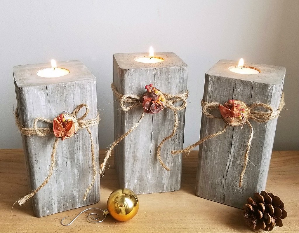4x4 wooden candle holders