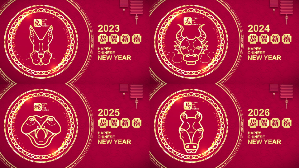 AE模板 中国传统春节猪年新年元素视频chinese new year opener pack