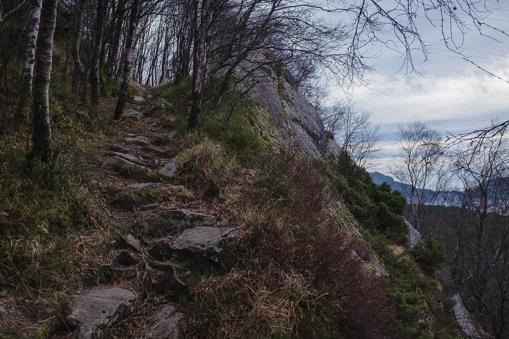 Steep trail on a mountain.
