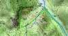 Carte IGN du versant du Pargulu avec les tracés du PR6, des sentiers des Carbunari et du sentier du Pisciaronu. Tracé des parties démaquisées au 27/01/2019.