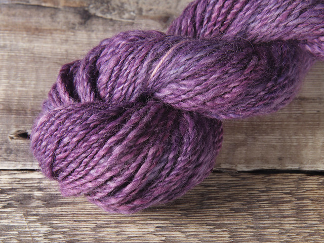 Hand spun, hand dyed British Bluefaced Leicester chunky yarn, purple
