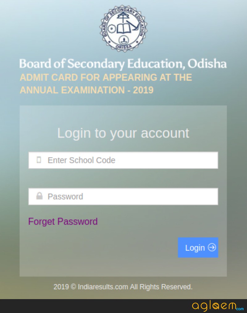 BSE Odisha Admit Card 2019