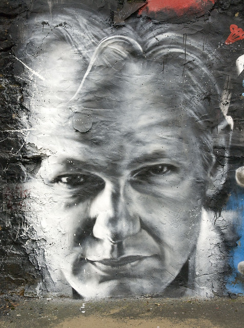 Julian ASSANGE arrested, painted portrait - Wikileaks