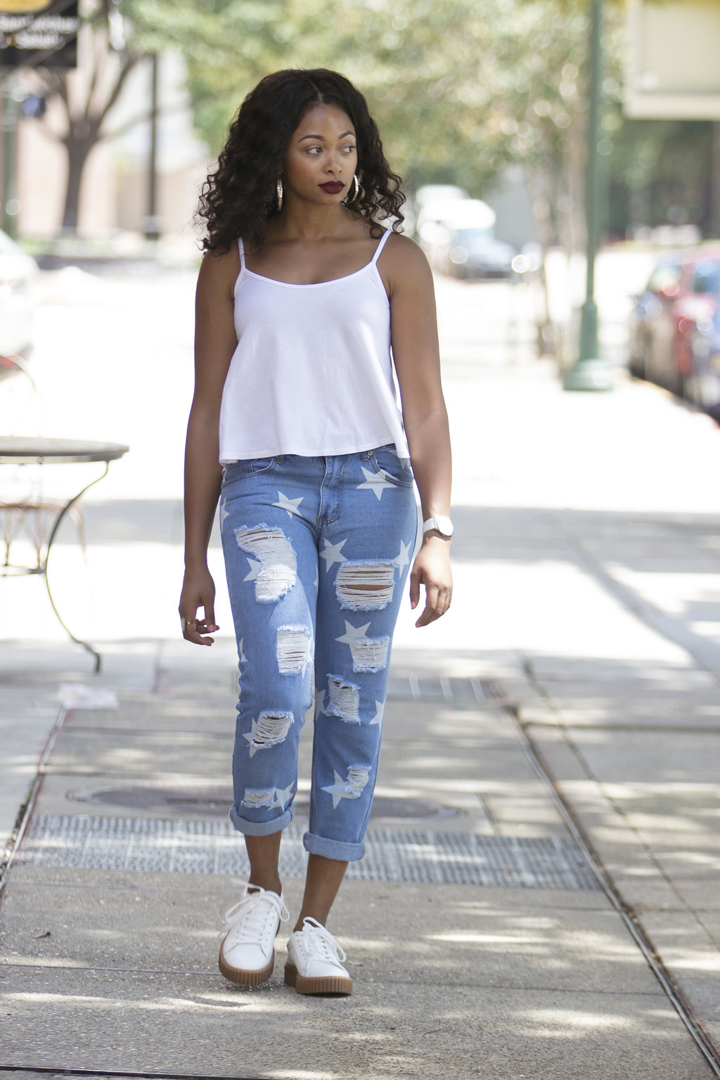 how to wear star printed jeans, candace hampton