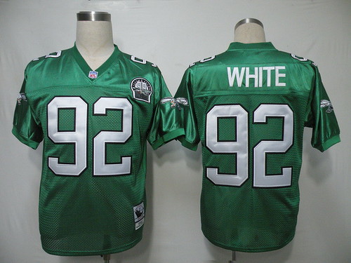 NFL Jerseys Philadelphia Eagle 92 White Throwback Green ch