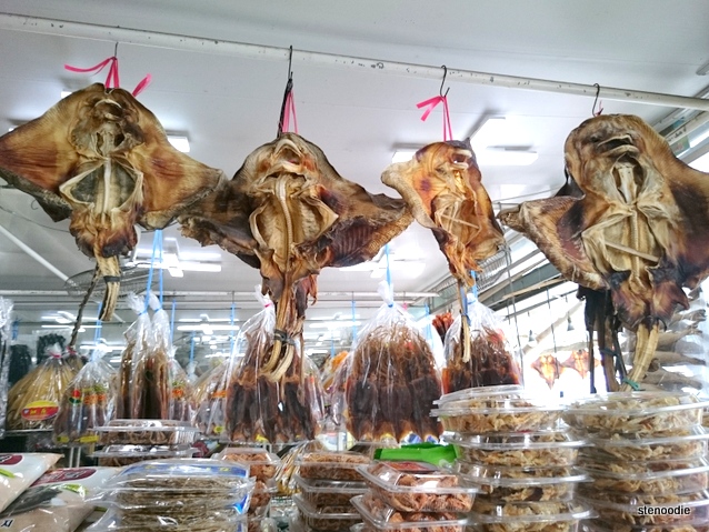 Dried hammerhead sharks