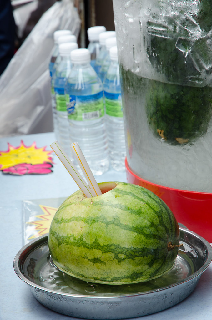 Watermelon juice served in watermelon.