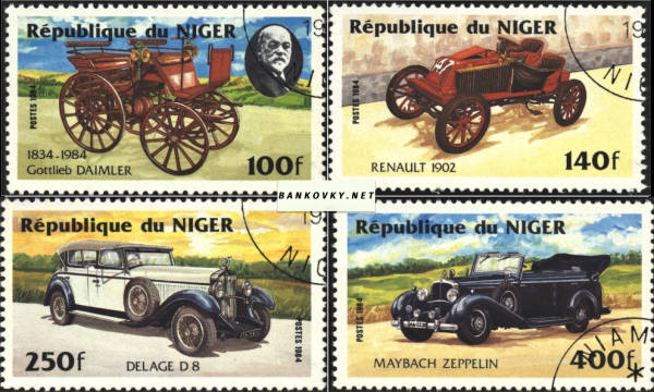 Známky Niger 1984 Staré automobily, razítkovaná séria