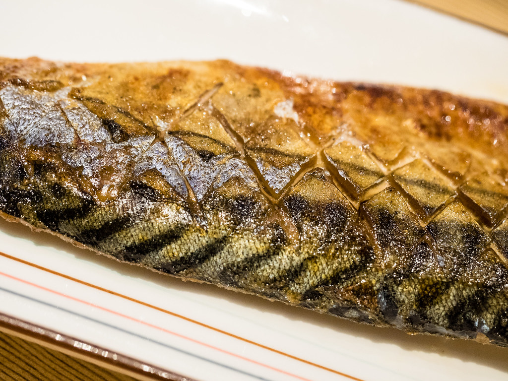 Saba Shioyaki - Grilled Mackerel fish with salt at Aoki Tei Japanese Restaurant