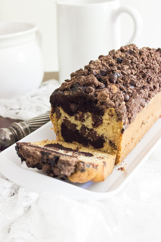 Triple Chocolate-Vanilla Swirl Crumb Cake