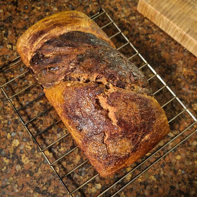 Turned my last two balls of Big Batch While Wheat Bread into a decadent chocolate-orange twist loaf. Gotta love frozen bread dough! #yum #sweet #cooking #baking #bread #chocolateorange #chocolate #yeast #foods #food #vegetarian