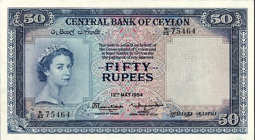 Lot 145 Ceylon 50 Rupees 1954