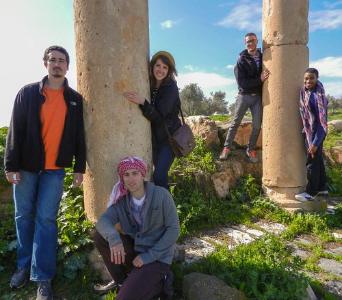 Jordanian Columns: Mizzou students pose in front of ancient Roman Pillars in Um Qais, Jordan.
