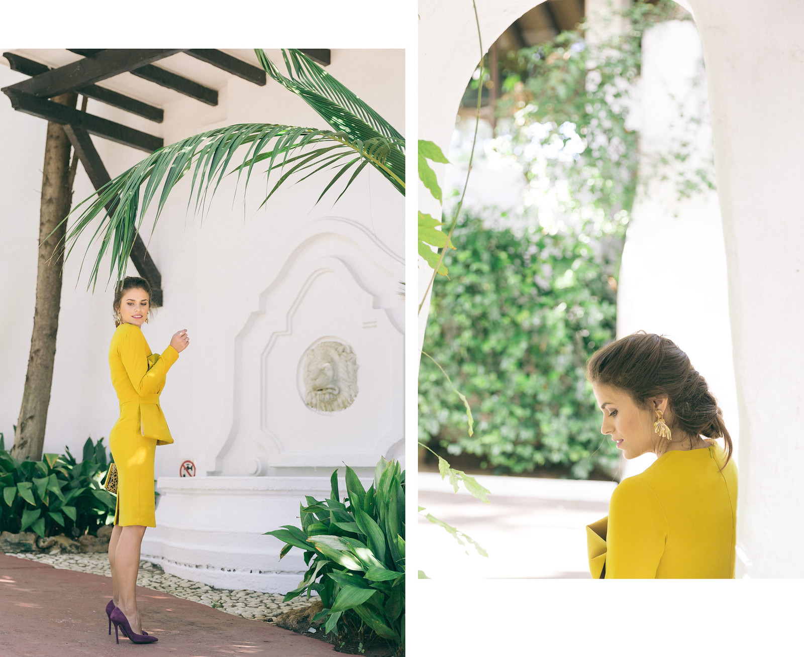 Jessie Chanes Seams for a desire - Mustard Wedding Midi Dress Leopard Clutch Zacposen Apparentia Marbella Club -8