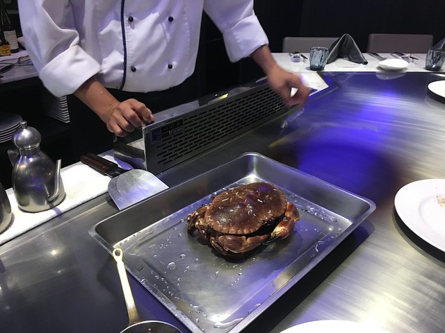 等下要料理的大螃蟹@台中西屯，日橡精緻鐵板料理