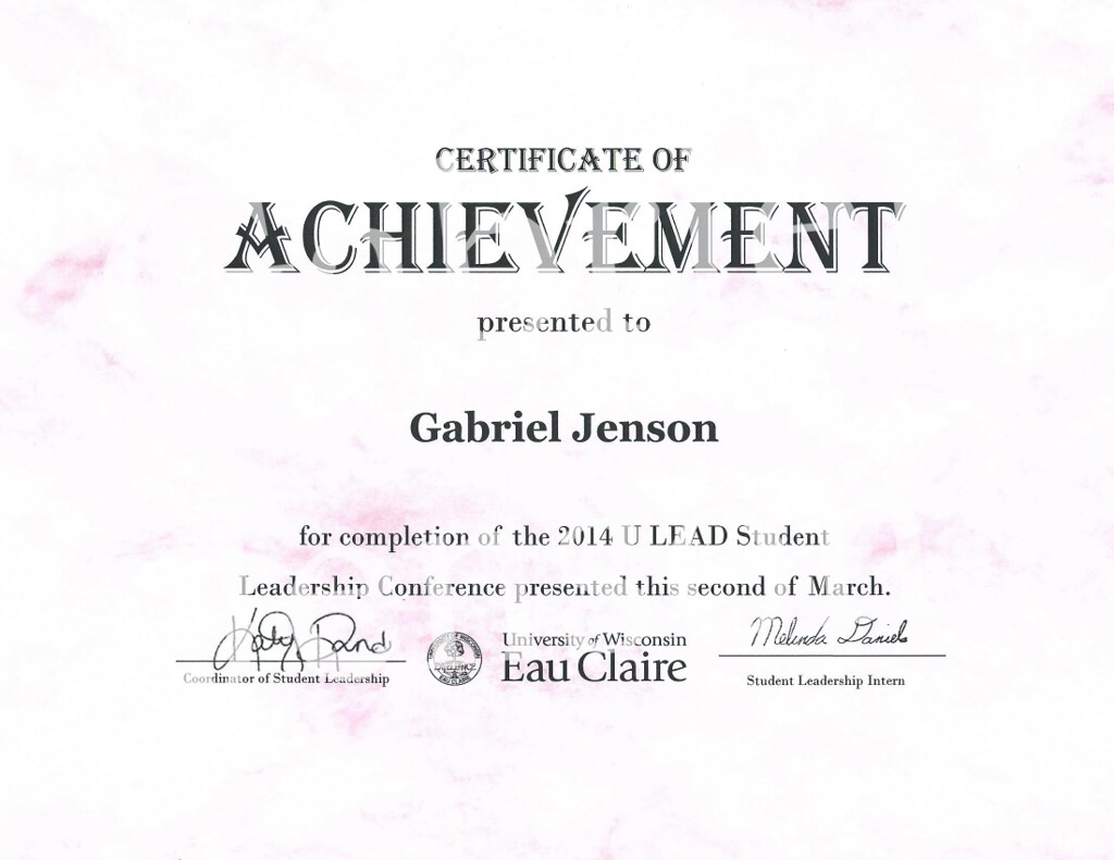 U-Lead Conference (2014) Certificate