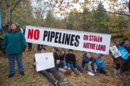 Rally against Kinder Morgan oil pipeline on Burnaby Mountain
