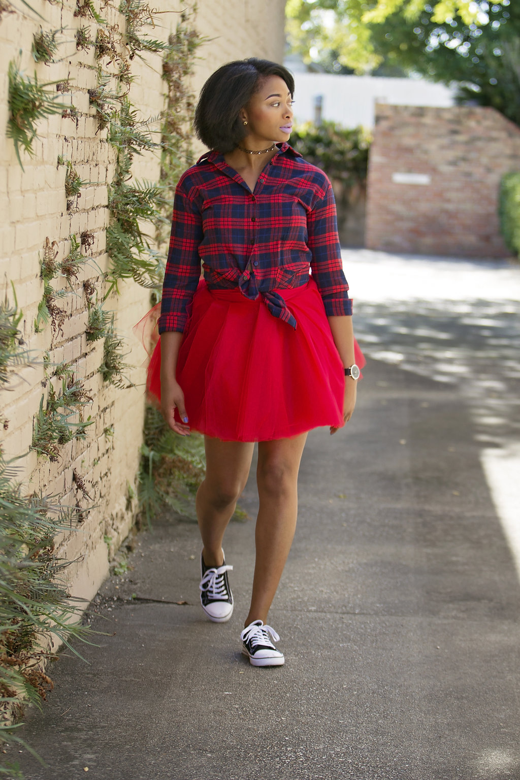 how to wear a flannel shirt with a skirt