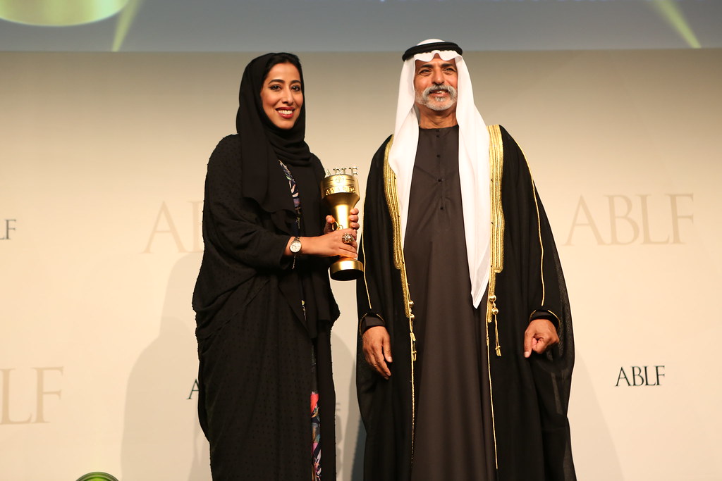 ABLFH.E. Mona Al Marri, Director General, Government of Dubai Media Office, UAE receiving the ABLF Trailblazer Award from H.H. Sheikh Nahayan Mabarak Al Nahayan, Minister of Culture and Knowledge Development, UAE