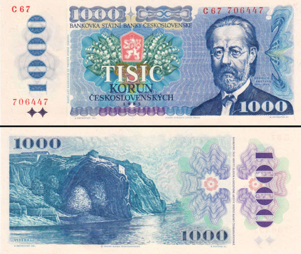 1000 KÄs I. TisÃ-c korun Äeskoslovensko 1985