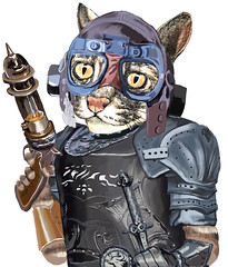 Naughty Pilot Cat with Laser Gun and Heavy Armor