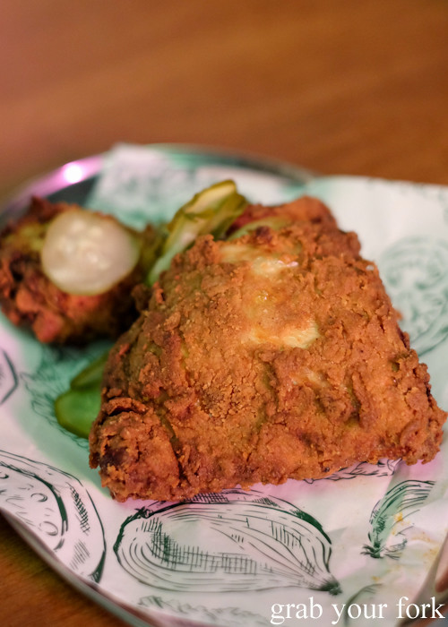 Fried chicken 'n' pickles at Superior Burger, Wakeley
