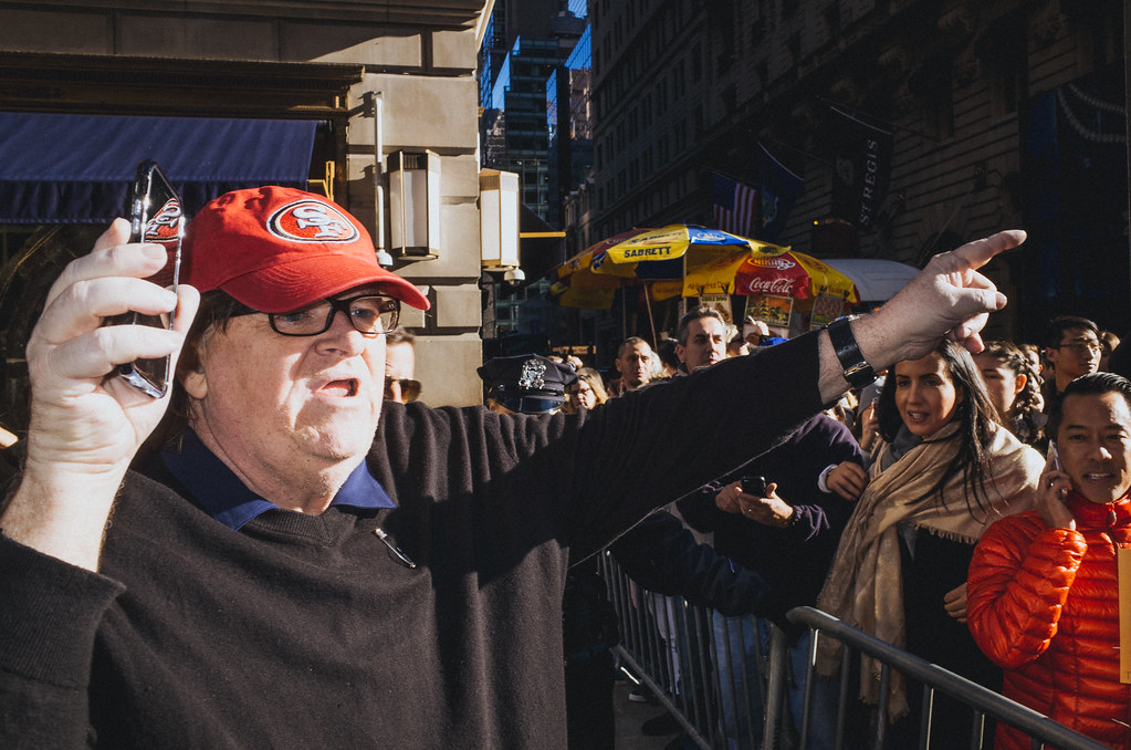 Michael Moore at the march against Trump, New York City