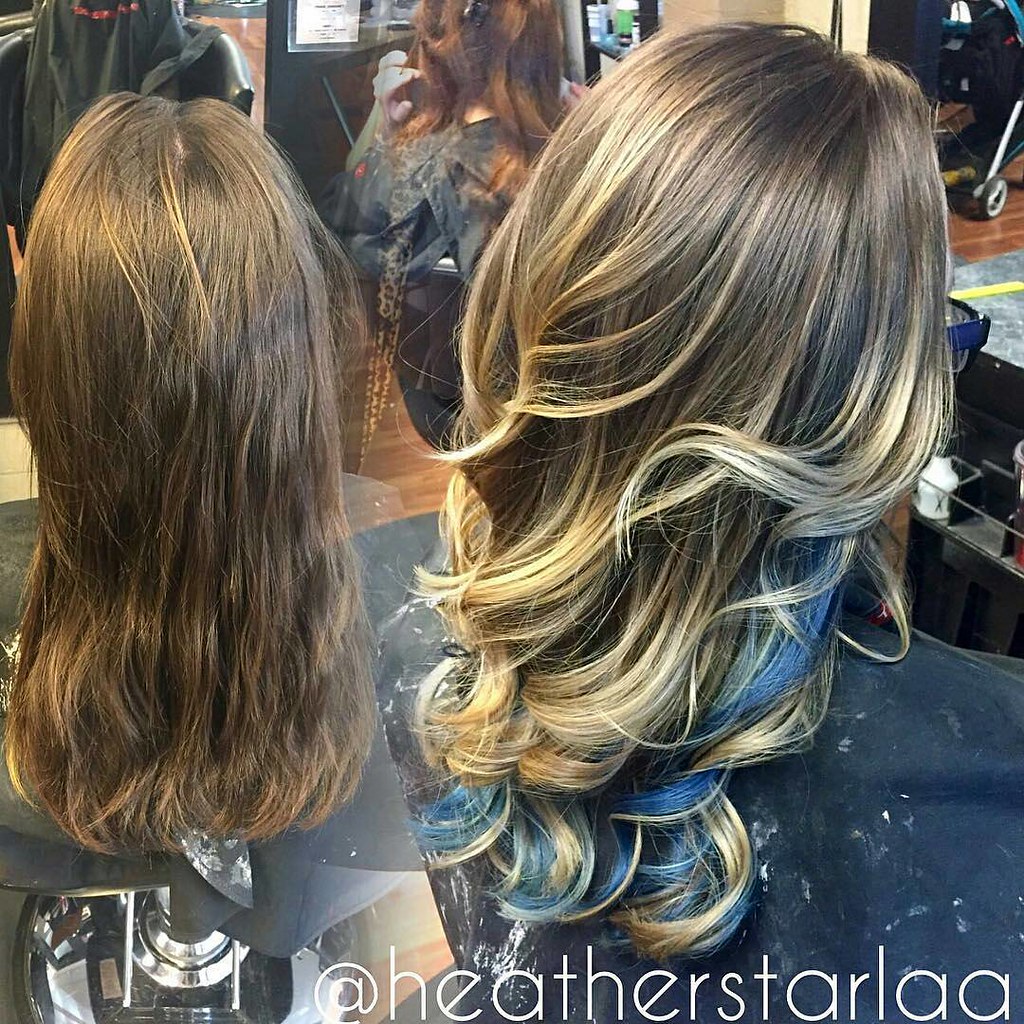 Blonde Balayage Ombre With Blue Peekaboos Regrann From Flickr