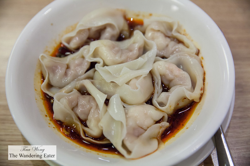 Housemade wontons in housemade chili oil