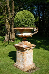 Plinth urn planter at Easton Lodge Gardens, Little Easton, Essex, England 02