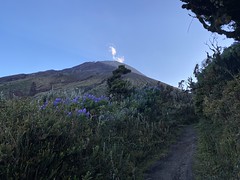 Climbing the Summit of the Active and Mighty Stratovolcano 'Tungurahua' ('Throat of Fire' volcano) at 5,023 meters (16,479 feet) above sea level, Baños, the Central Highlands, Ecuador.