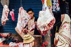 Butcher Selling to Woman, Wazirabad Pakistan