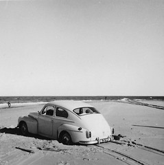 A Volvo in the sand where two seas meet (1965)