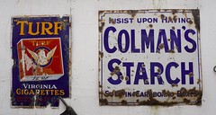Turf & Colmans enamel advertising signs, Sutton on Sea